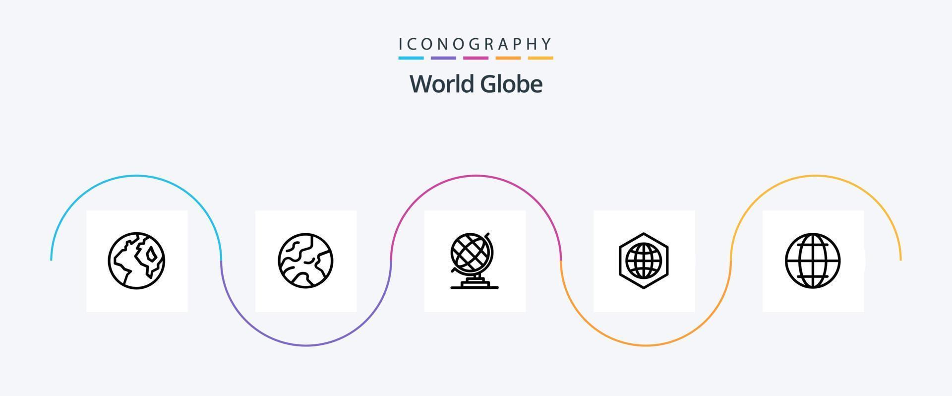 Globe Line 5 Icon Pack inklusive . Globus. Netz vektor