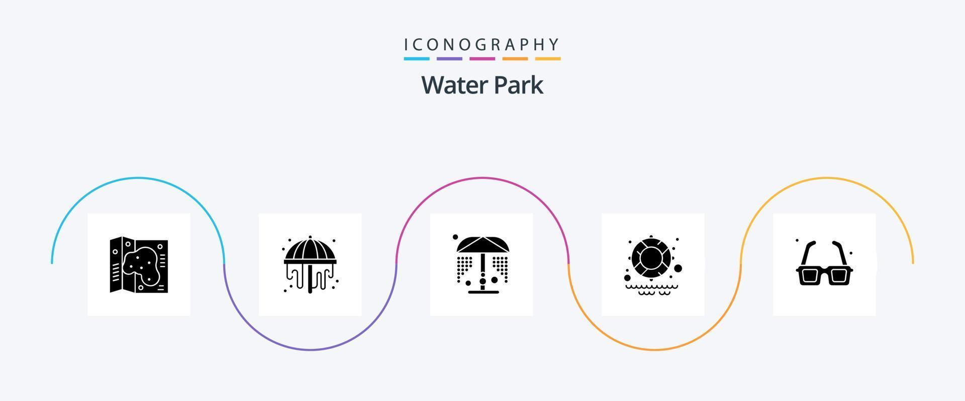 Wasserpark Glyphe 5 Icon Pack inklusive Valentinstag. Park. Wasser. Brunnen. Park vektor