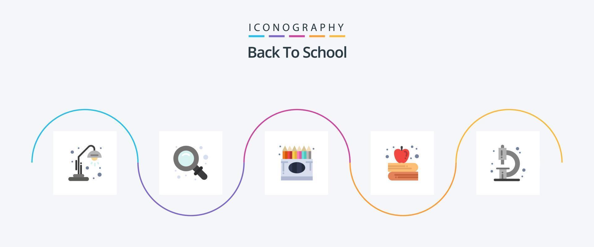 tillbaka till skola platt 5 ikon packa Inklusive kemi. tillbaka till skola. tillbaka till skola. äpple på bok. utbildning vektor