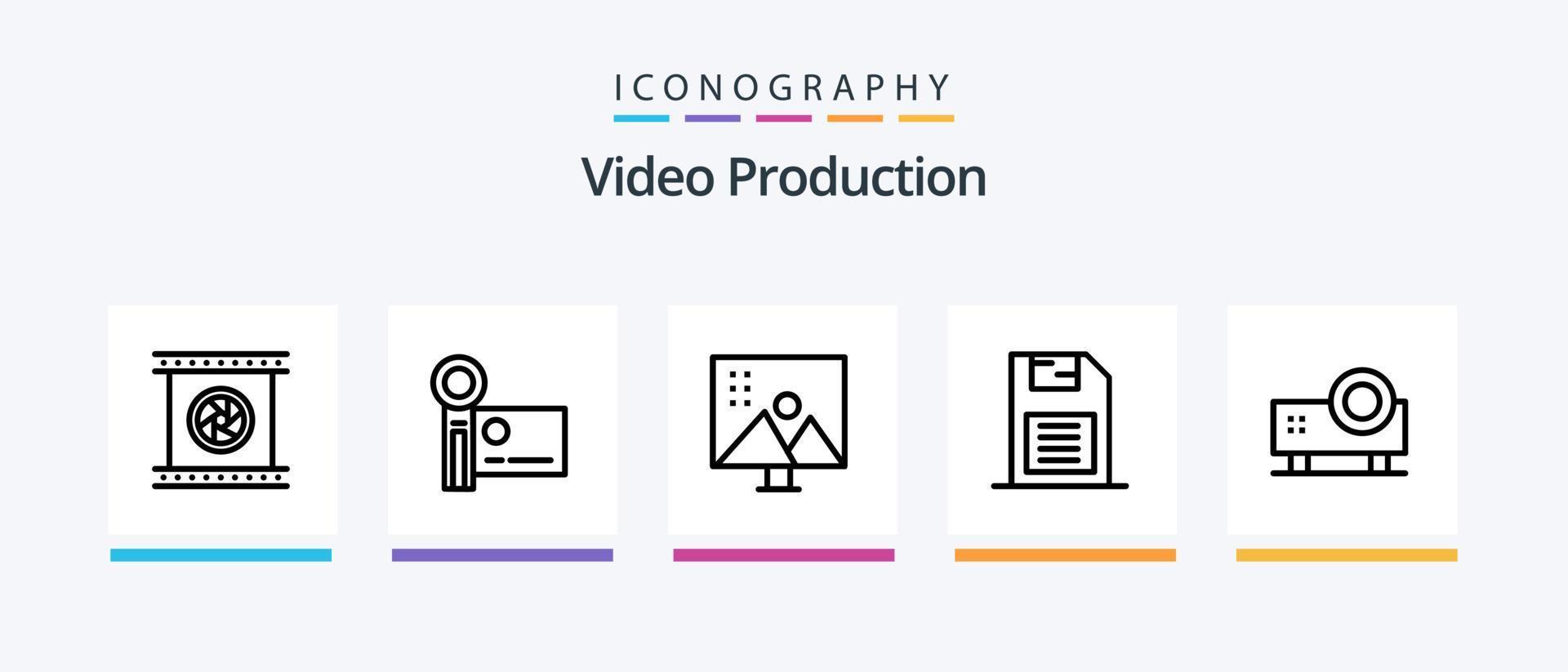 video produktion linje 5 ikon packa Inklusive . audio redigering programvara. audio redigering. video spelare. kreativ ikoner design vektor