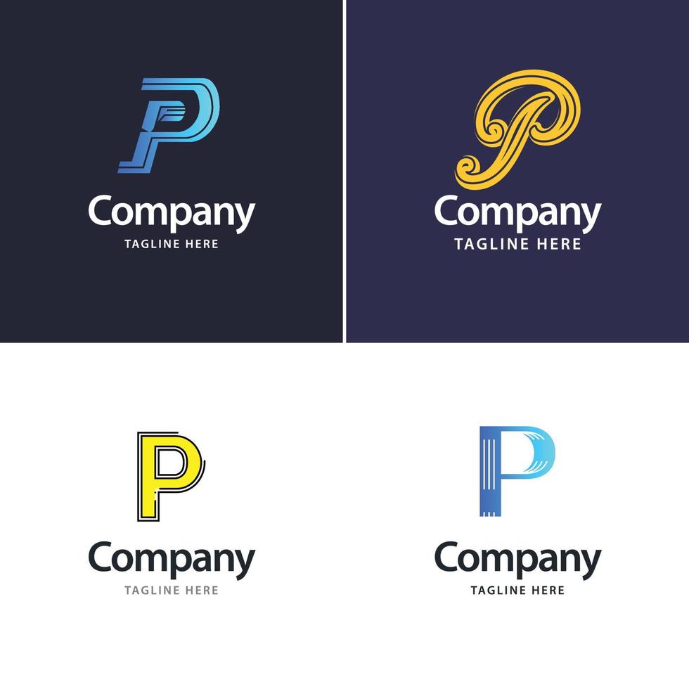 Buchstabe p großes Logo-Pack-Design kreatives modernes Logo-Design für Ihr Unternehmen vektor