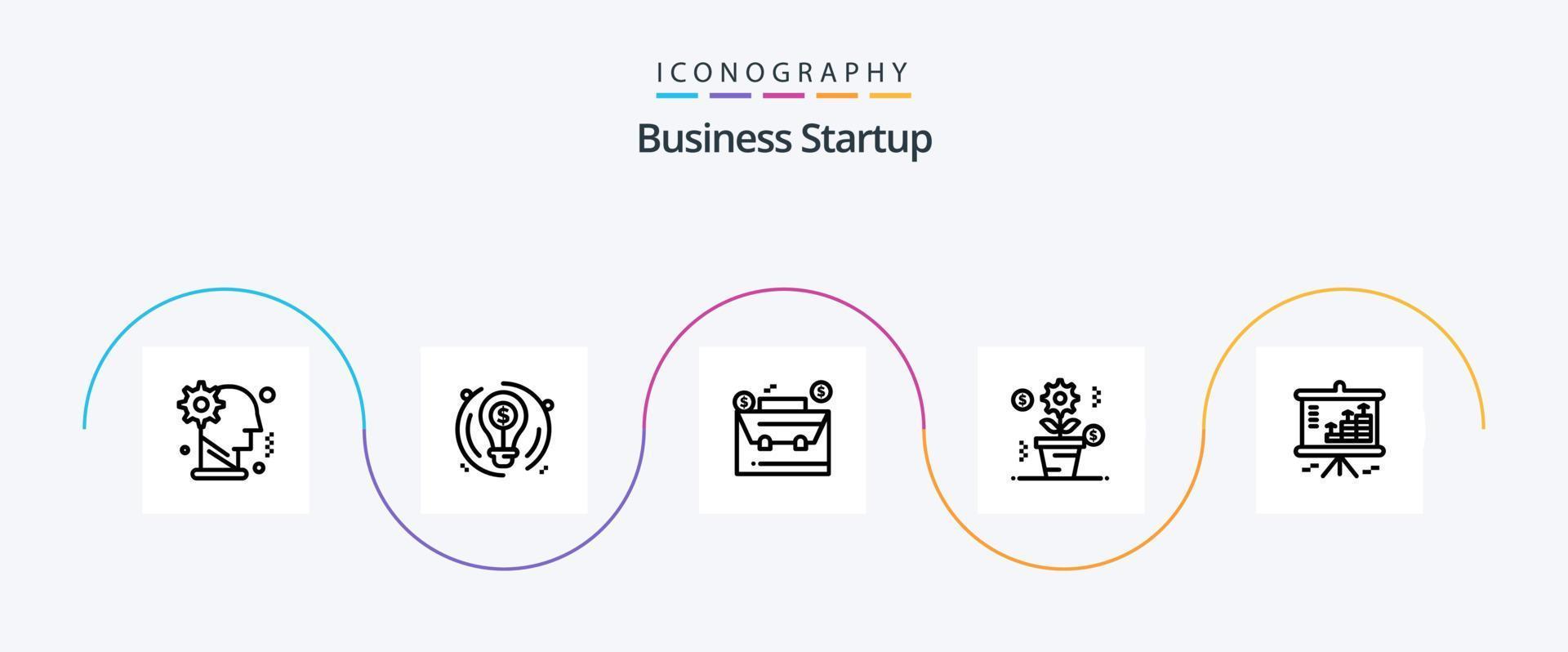 företag börja linje 5 ikon packa Inklusive företag . dollar. företag . fall . väska vektor