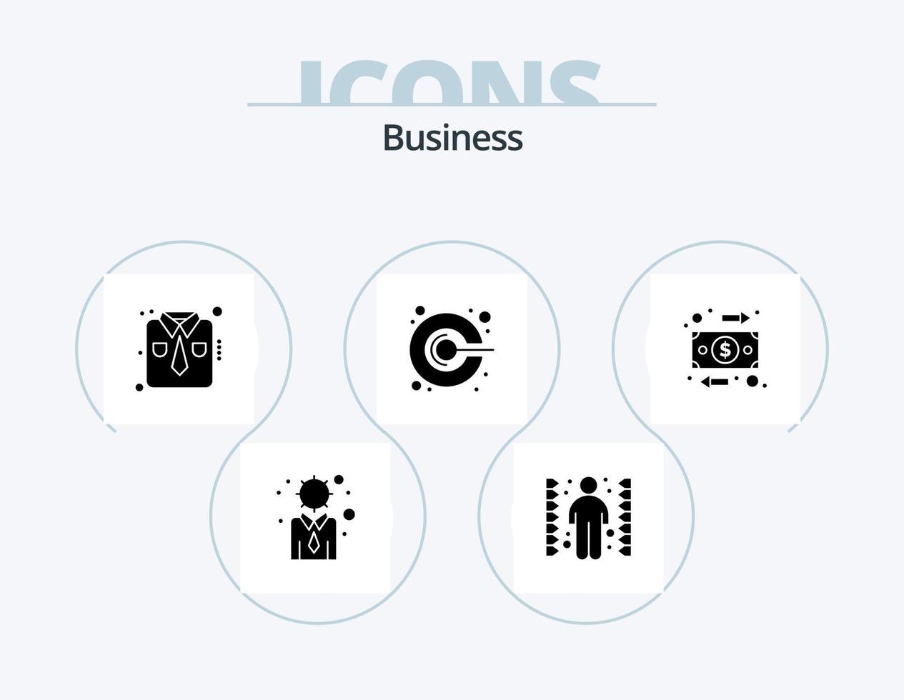 Business-Glyphen-Icon-Pack 5 Icon-Design. Geschäft. Förderung. Kleidung. Megaphon. Idee vektor