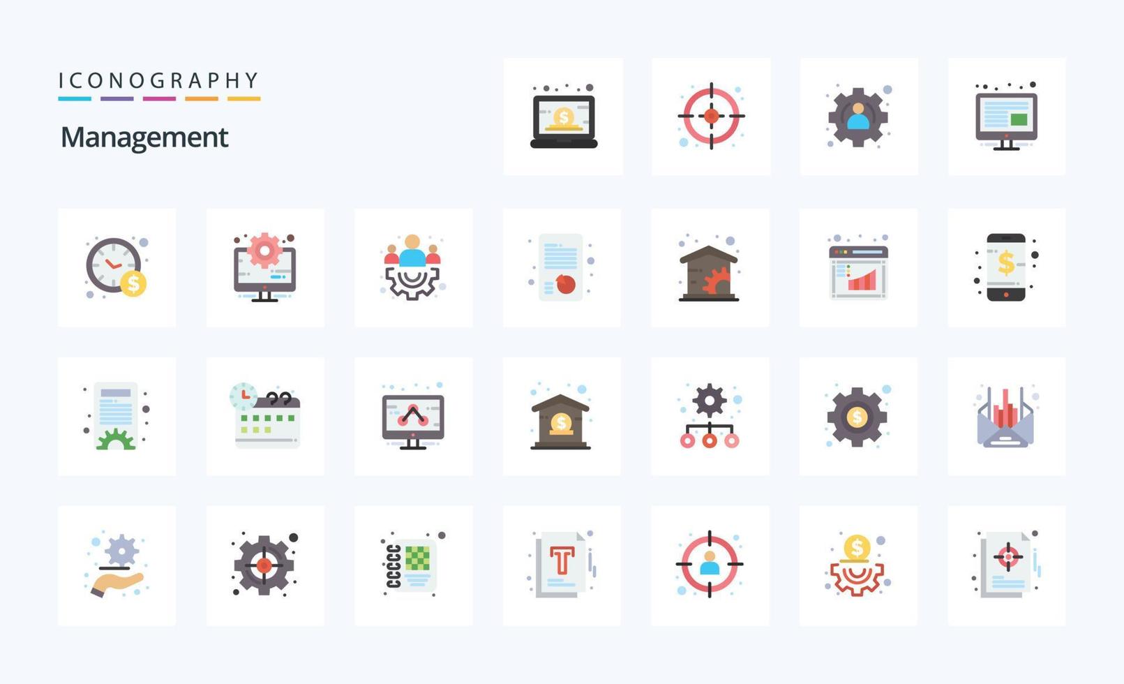 25 förvaltning platt Färg ikon packa vektor