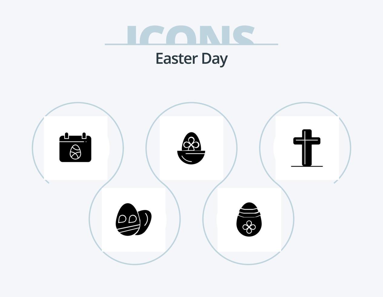 påsk glyf ikon packa 5 ikon design. kristen. mat. ägg. ägg. kokt ägg vektor