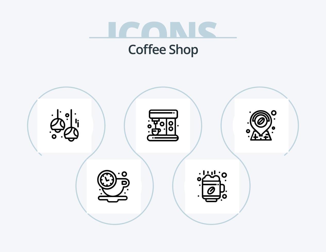 Café-Linie Icon Pack 5 Icon Design. Planke. Milchkanne. Kaffee. Milch. Essen vektor