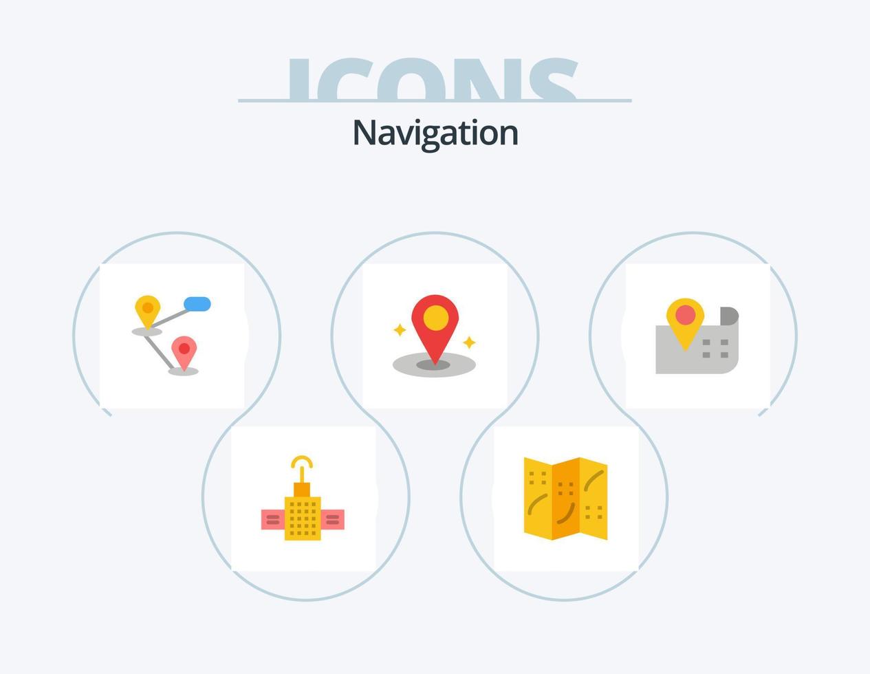 Navigation Flat Icon Pack 5 Icon-Design. . Ort. vektor
