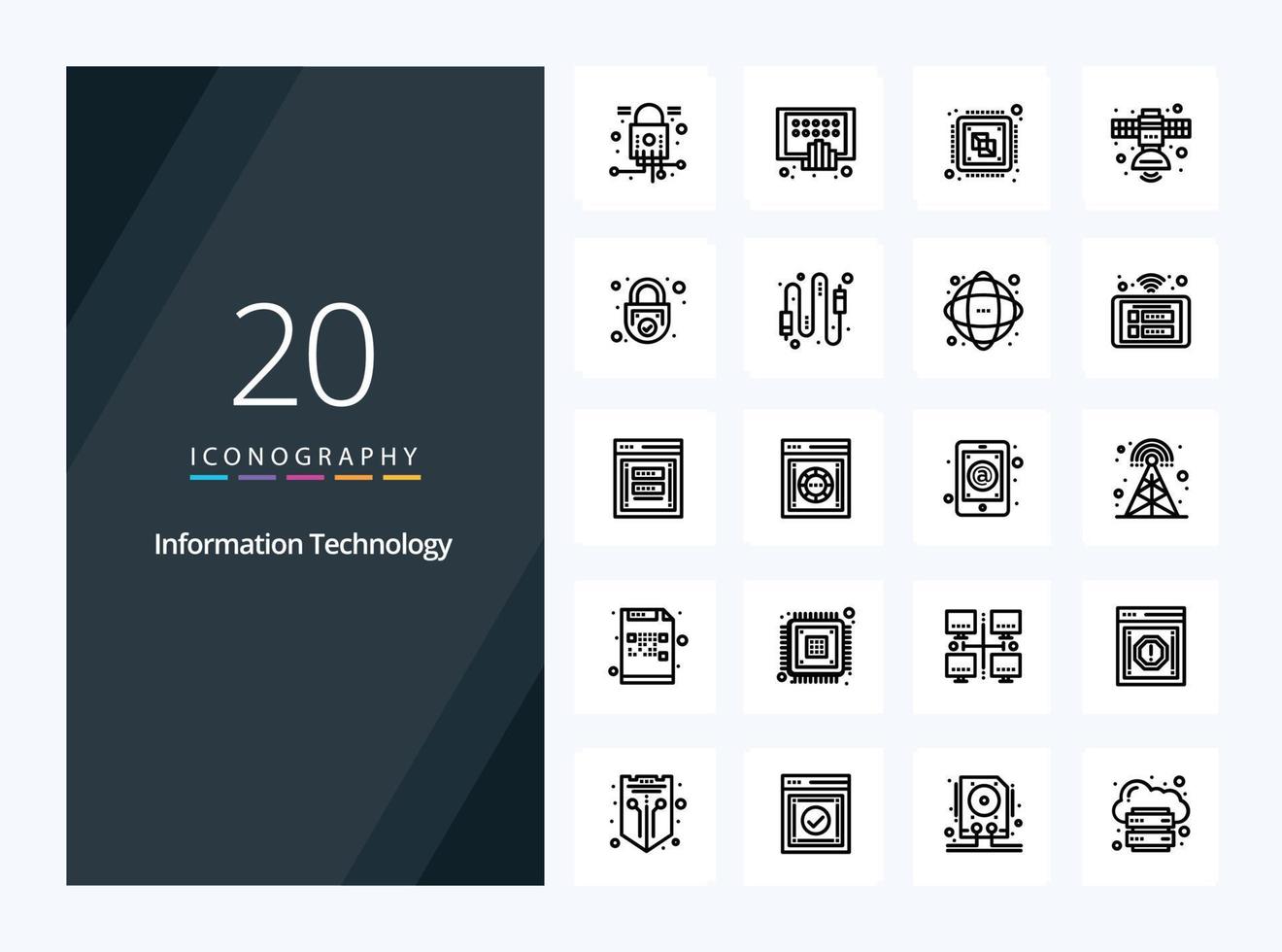 20 Gliederungssymbol für Informationstechnologie zur Präsentation vektor