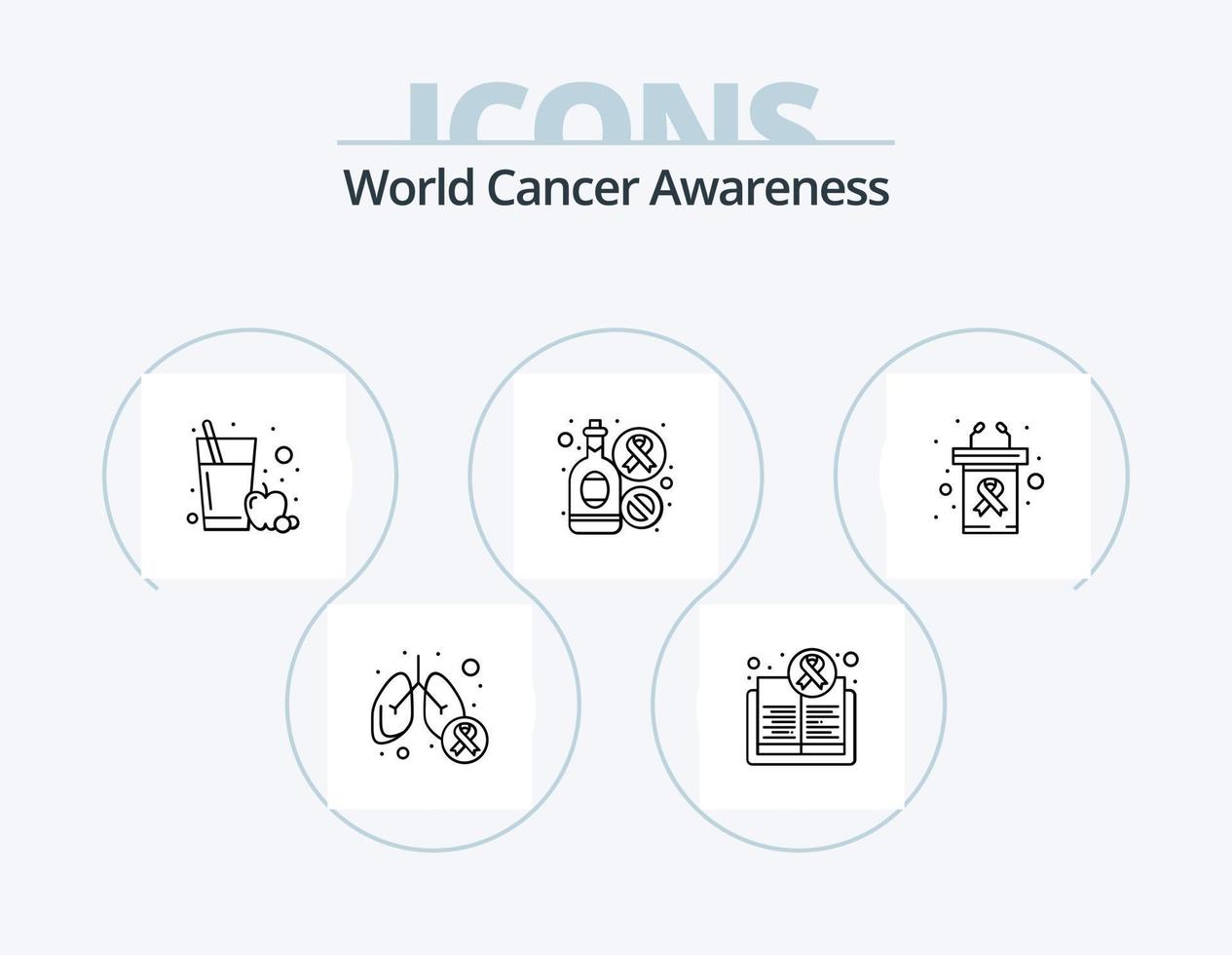World Cancer Awareness Line Icon Pack 5 Icon Design. Rauchen. Zigarette. Skala. Symptom. Lunge vektor