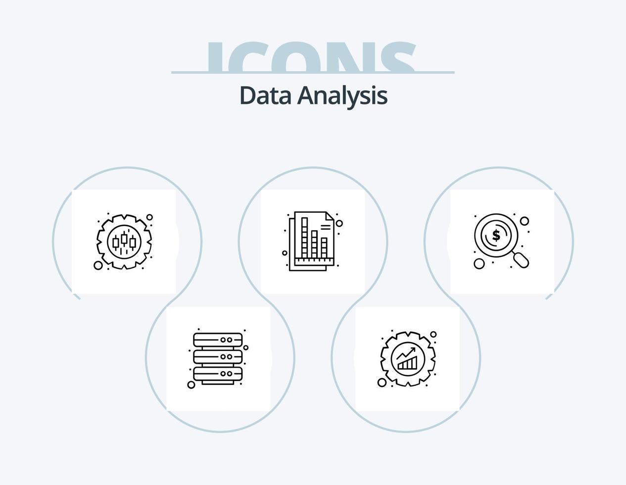 data analys linje ikon packa 5 ikon design. moln nätverk. profil. säkerhet. nätverk. seo vektor