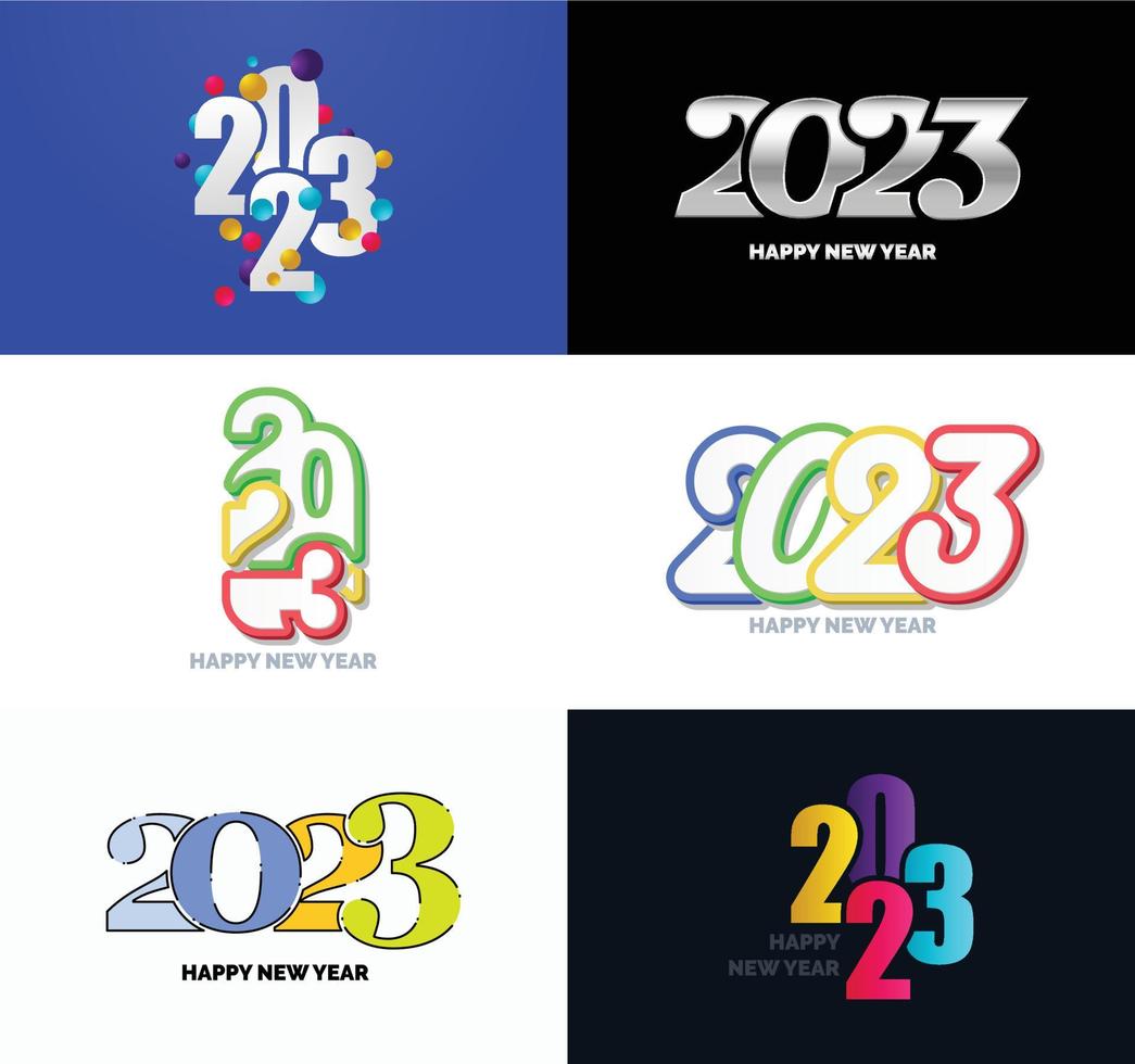 große reihe von 2023 frohes neues jahr logo text design 2023 zahlenentwurfsvorlage vektor