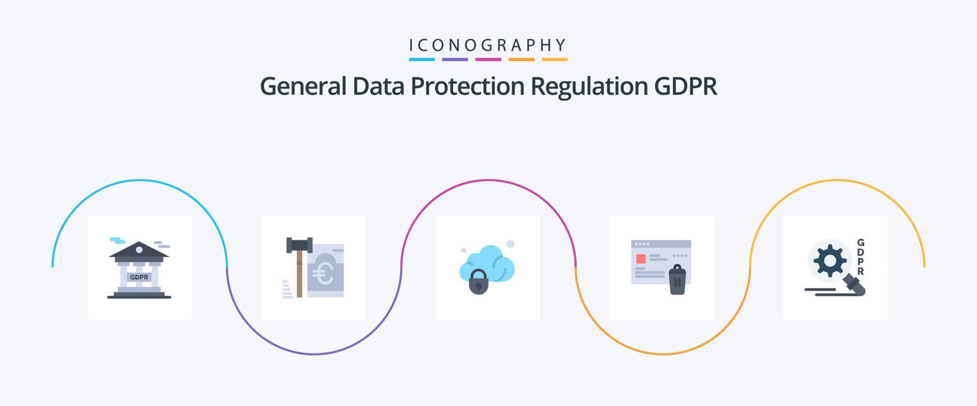 gdpr flat 5 Icon Pack inklusive Suche. Sicherheit. Daten. gewesen. gdpr vektor