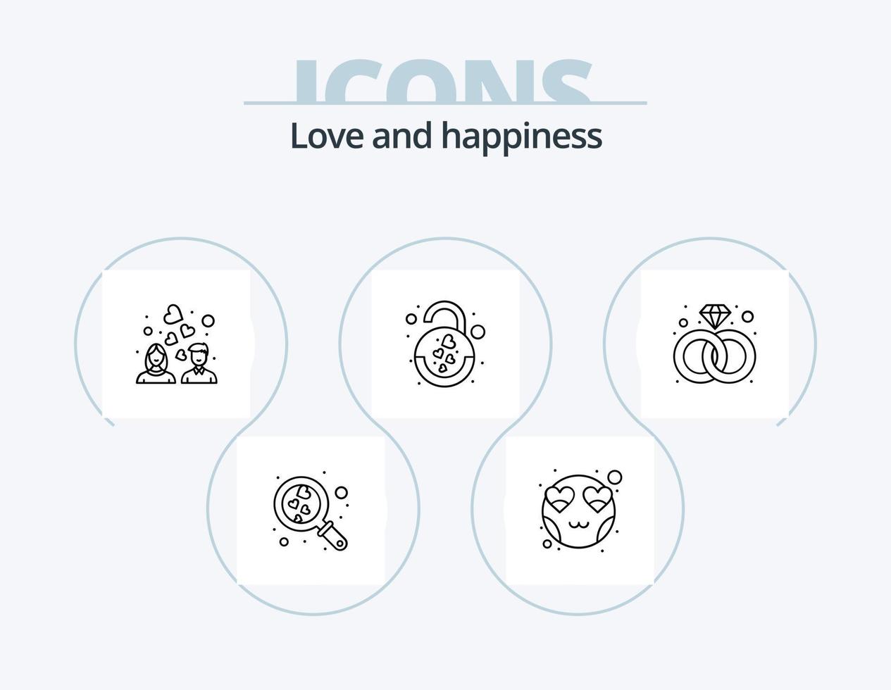 kärlek linje ikon packa 5 ikon design. datum. bröllop. par. Sök. hjärta vektor