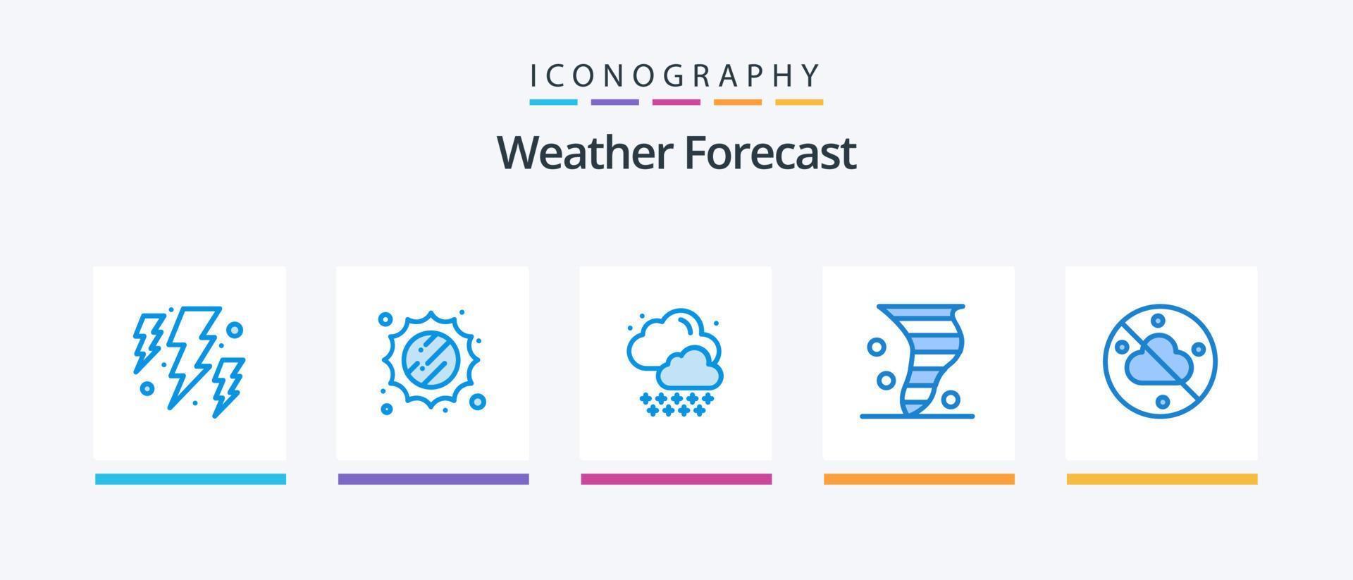 Weather Blue 5 Icon Pack inklusive Wetter. wolkenlos. Regen. Wind. Klima. kreatives Symboldesign vektor