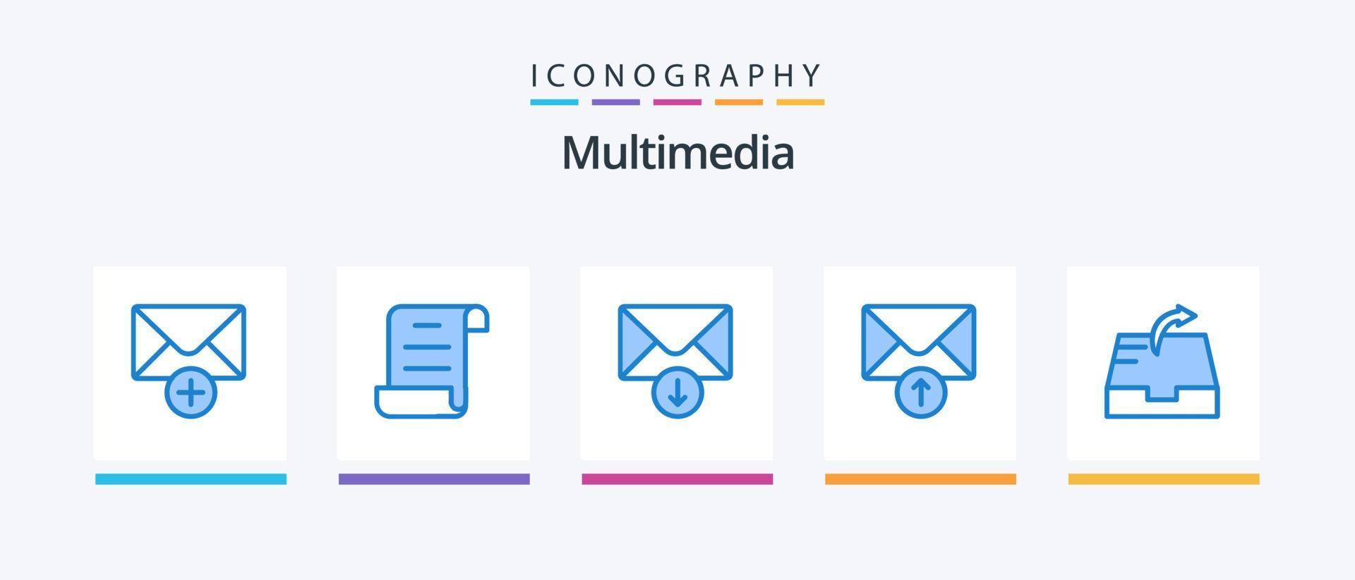 Multimedia Blue 5 Icon Pack inklusive . schicken. schicken. Post. kreatives Symboldesign vektor