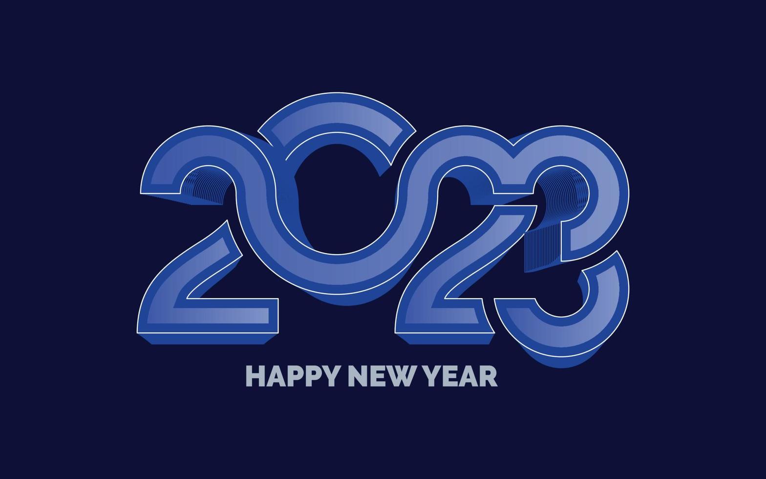 Lycklig ny år 2023 glansig typografi logotyp design vektor