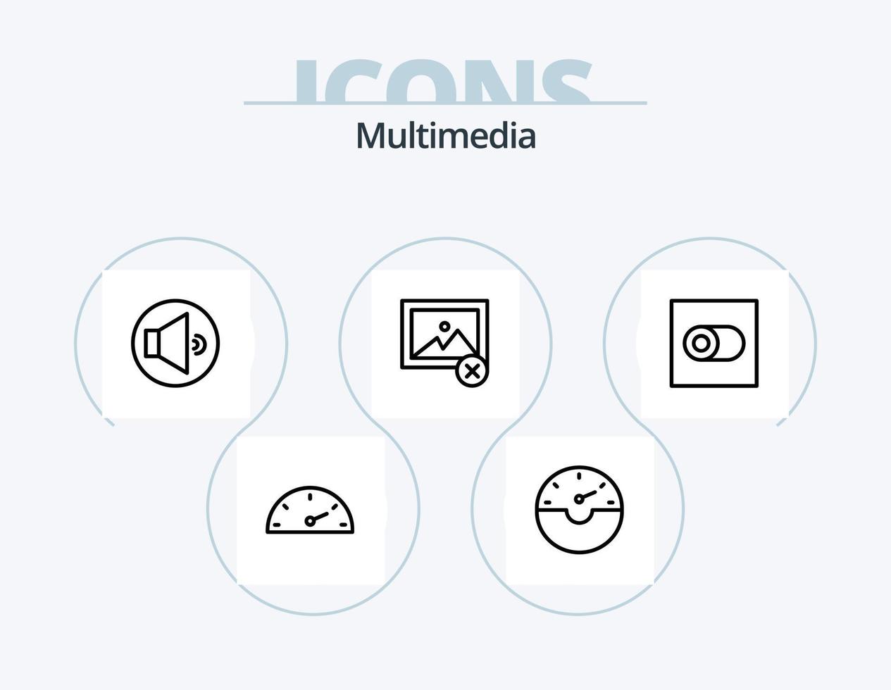Multimedia-Line-Icon-Pack 5 Icon-Design. . . spielen. Optionen. steuert vektor