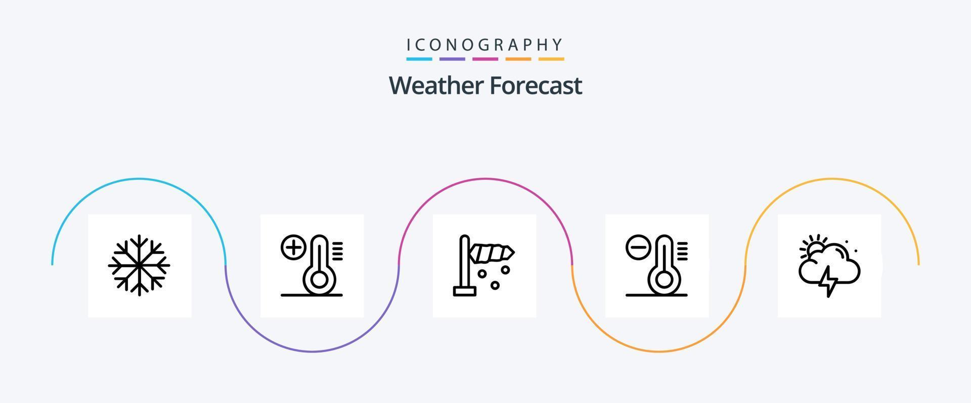 Weather Line 5 Icon Pack inklusive . Wind. Sonne. Sturm vektor