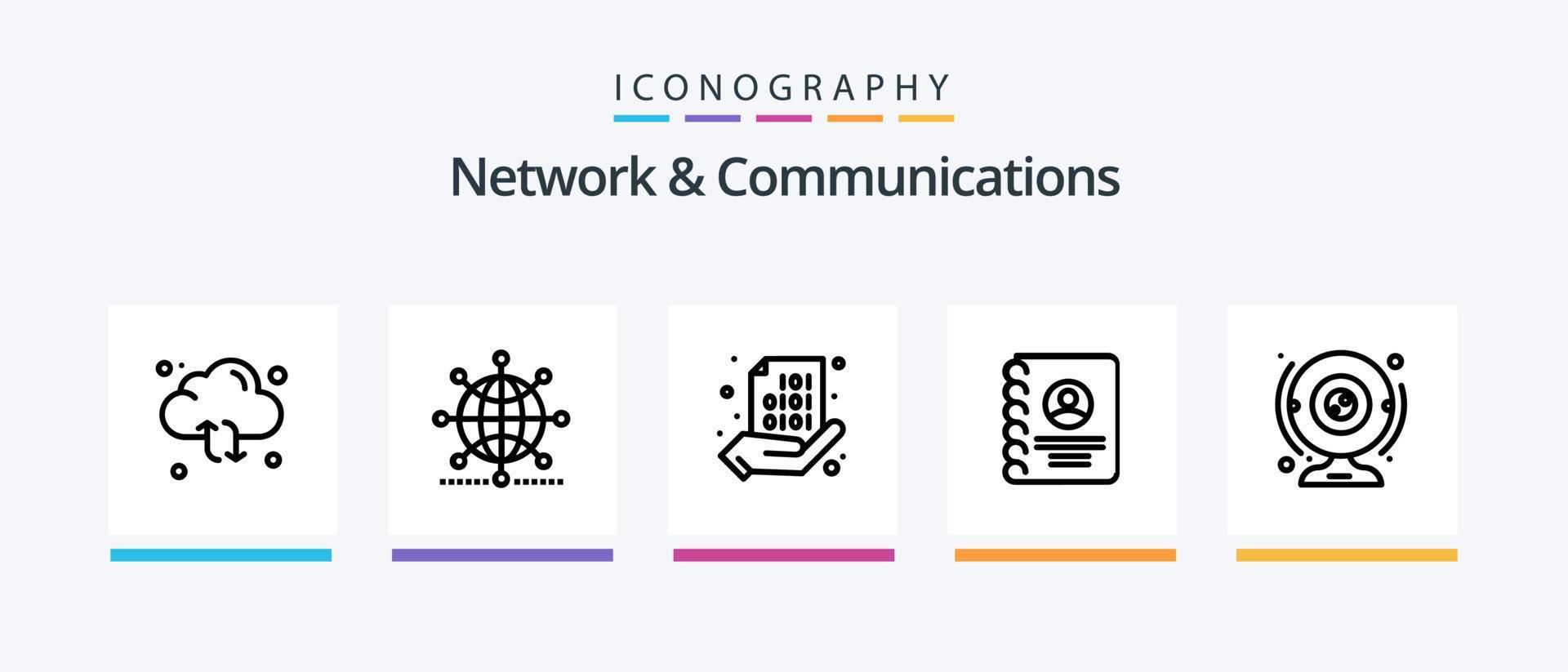 Netzwerk- und Kommunikationsleitung 5 Icon Pack inklusive Netzwerk. Signal. Kodierung. Turm. Insekt. kreatives Symboldesign vektor