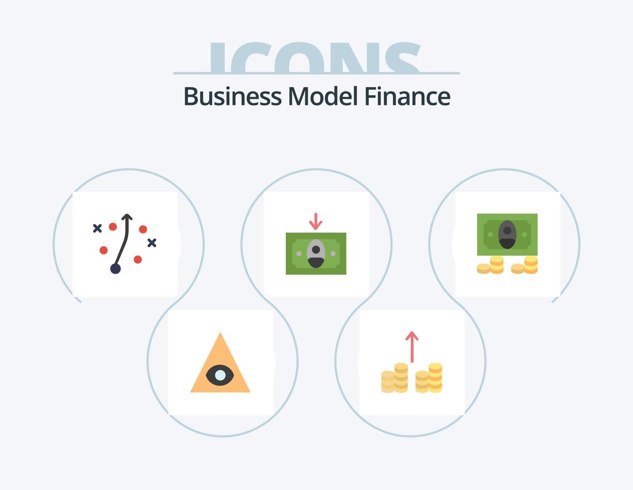 Finanzen flach Icon Pack 5 Icon Design. . . Strategie. Geld. Kasse vektor