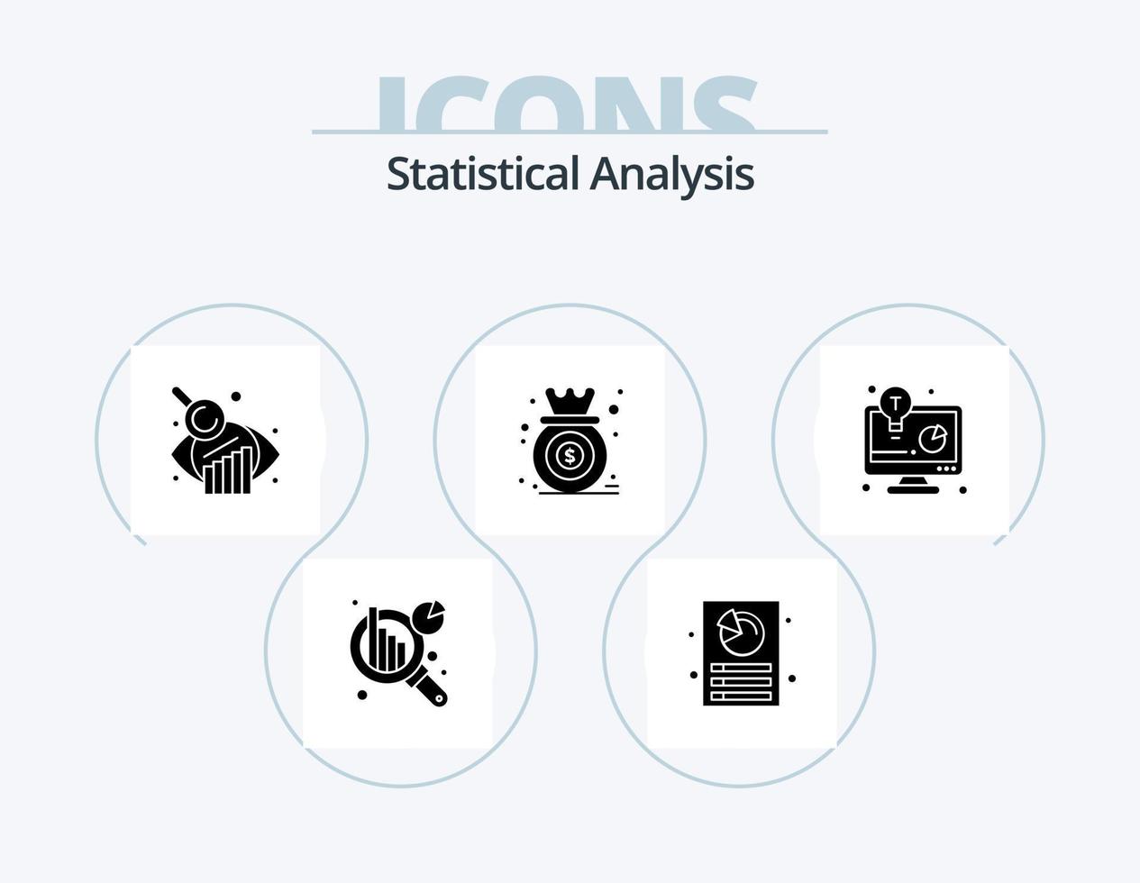 Statistische Analyse Glyph Icon Pack 5 Icon Design. Geschäftsbericht. Geschäftsentwicklung. Grafische Analyse. Wachstum. Diagramm vektor