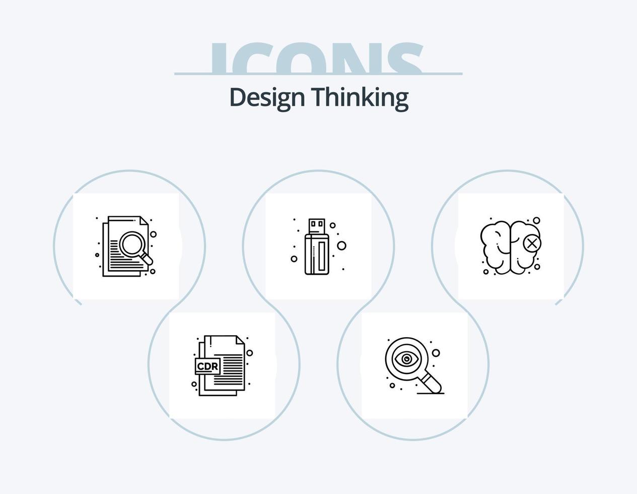 Design-Thinking-Line-Icon-Pack 5 Icon-Design. Vektoren. Illustration. dokumentieren. Design. Verbinder vektor