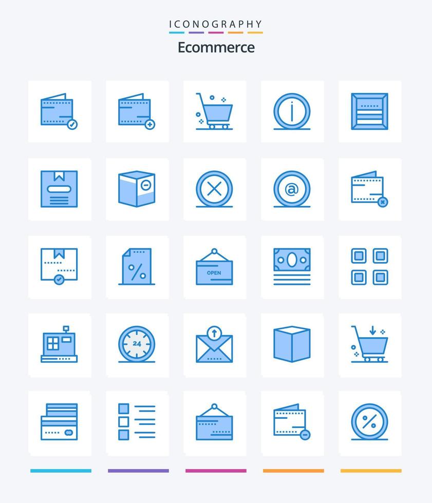 Creative E-Commerce 25 Blue Icon Pack wie Versand. Handel. Einzelheiten. Ladung. Information vektor