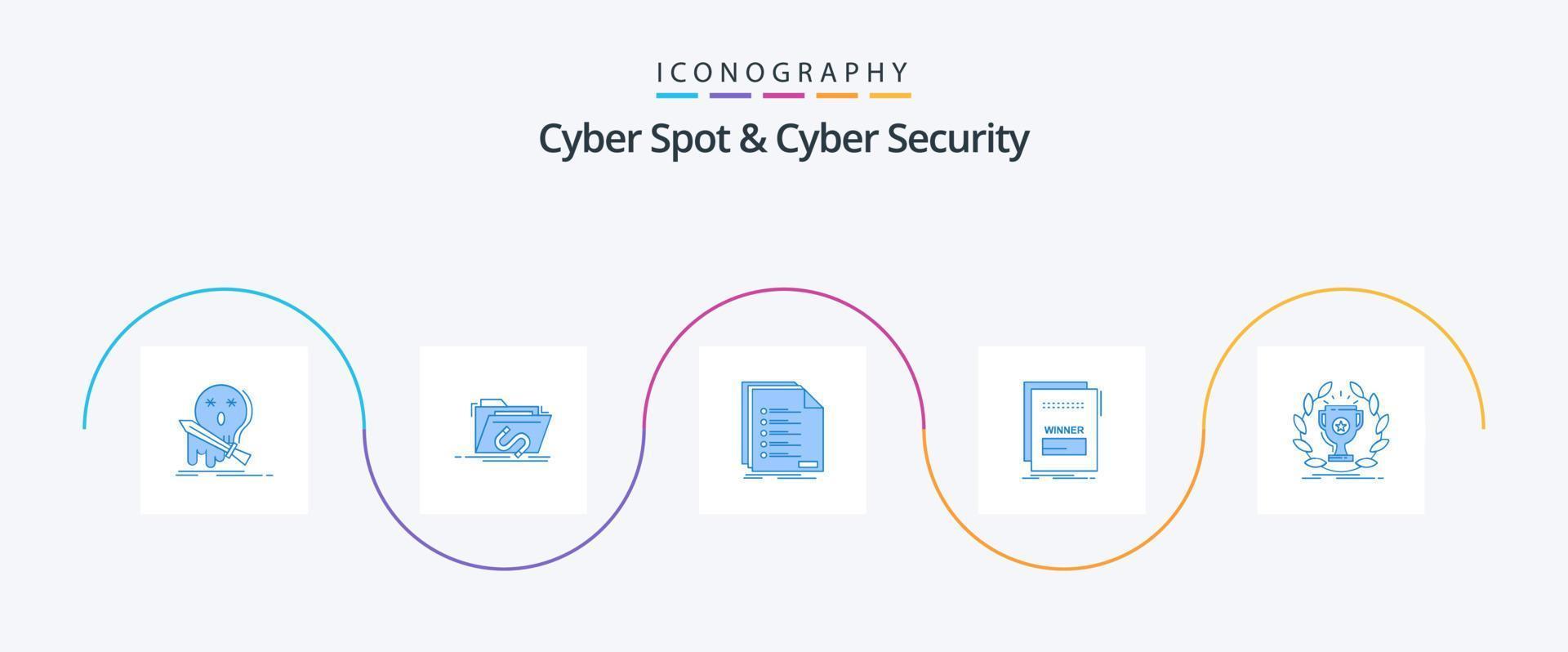 Cyber Spot und Cyber Security Blue 5 Icon Pack inklusive Maleficient. Betrug. Internet. Anmeldung. Liste vektor
