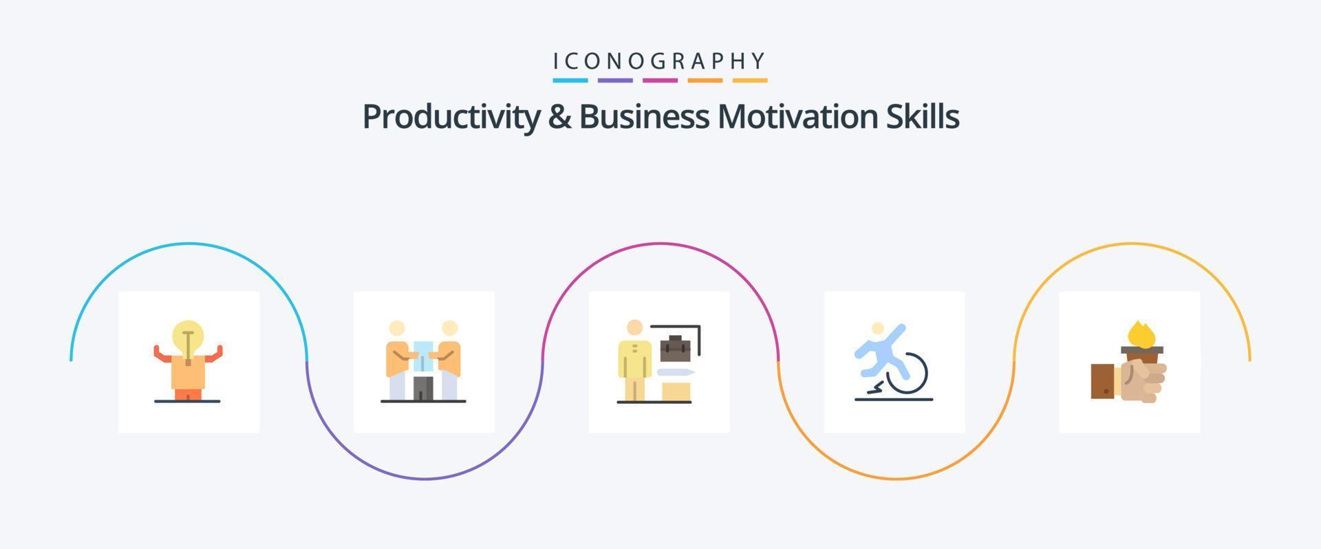 produktivitet och företag motivering Kompetens platt 5 ikon packa Inklusive fly. förändra. partnerskap. företag. uppnå vektor