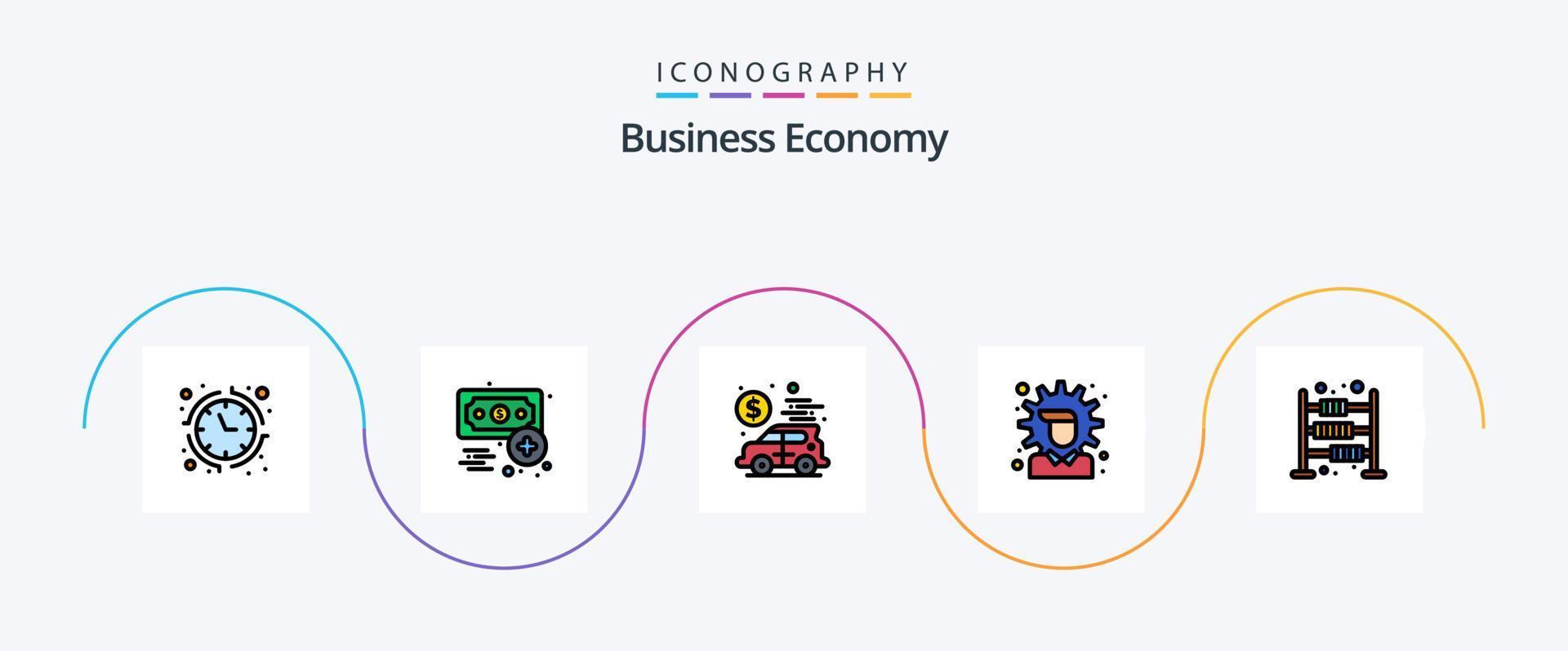 Economy Line gefüllt Flat 5 Icon Pack inklusive Berechnung. Lösung. Banken. Optionen. Wirtschaft vektor