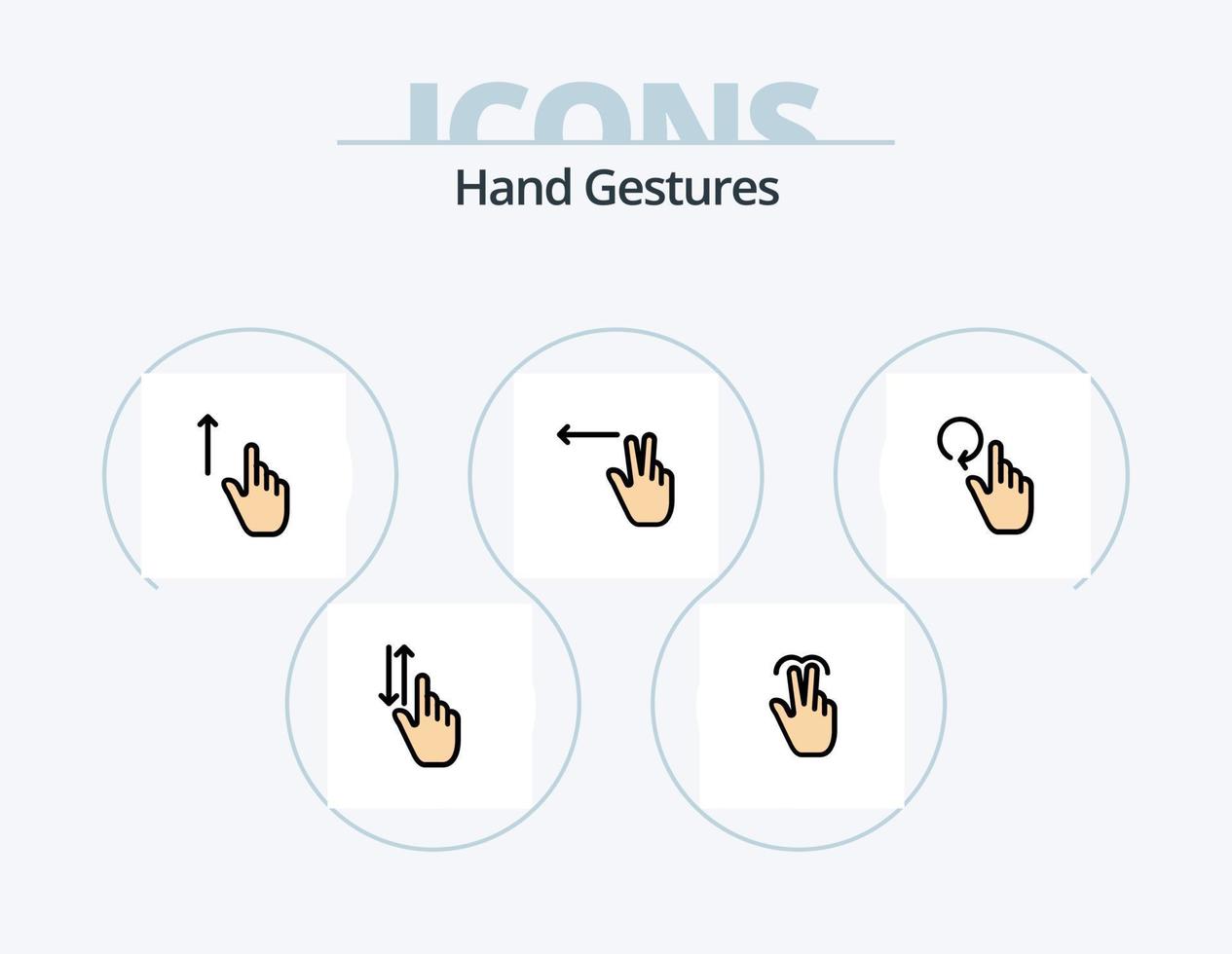 Handgesten Linie gefüllt Icon Pack 5 Icon Design. Hand. Geste. expandieren. Finger. berühren vektor