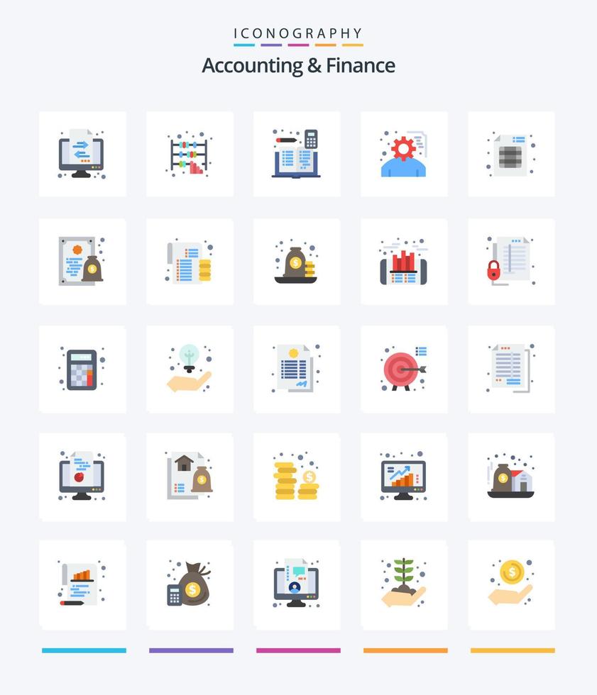 kreative Buchhaltung und Finanzen 25 Flat Icon Pack wie Audit. Projekt. Buchhaltung. Planung. Buch vektor