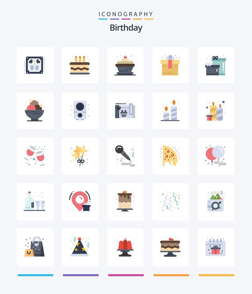 kreativer Geburtstag 25 Flat Icon Pack wie Eis. Geburtstag. Bäckerei. Geschenk. Geburtstag vektor