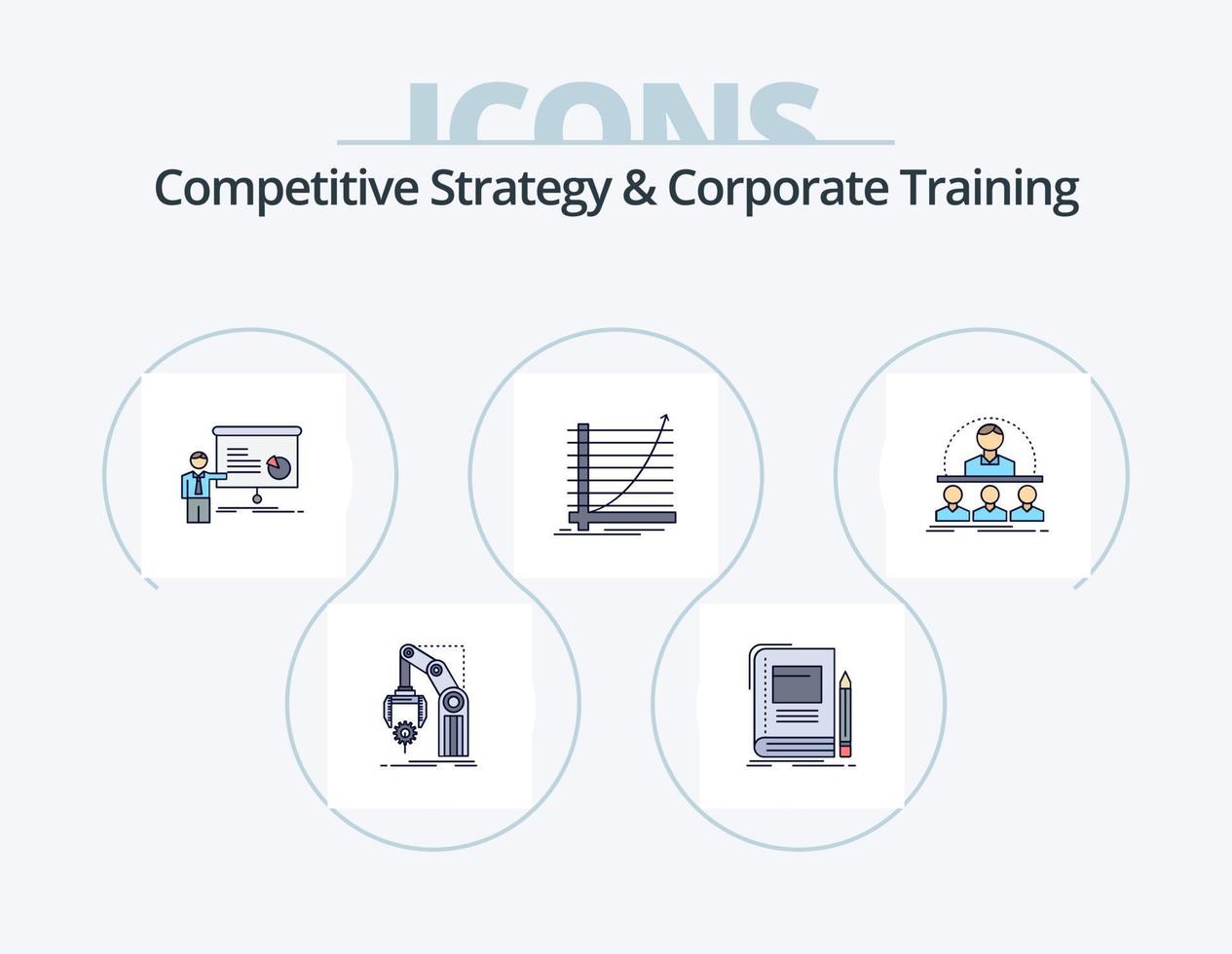 konkurrenskraftig strategi och företags- Träning linje fylld ikon packa 5 ikon design. aning. företag. möte. avsikt. önskan vektor