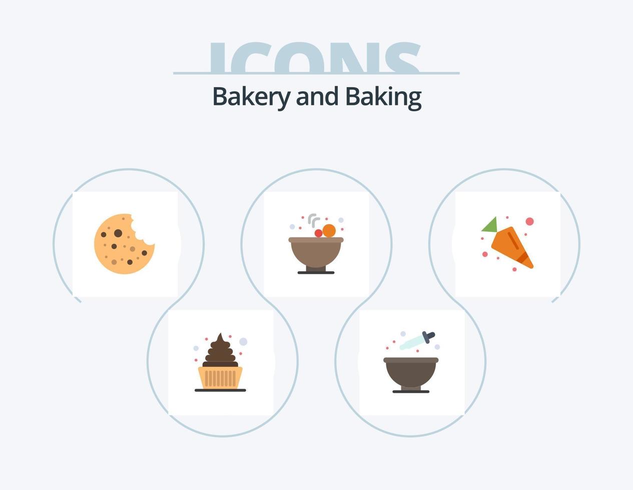 Backen flach Icon Pack 5 Icon Design. . Essen. Essen. Karotte. Essen vektor