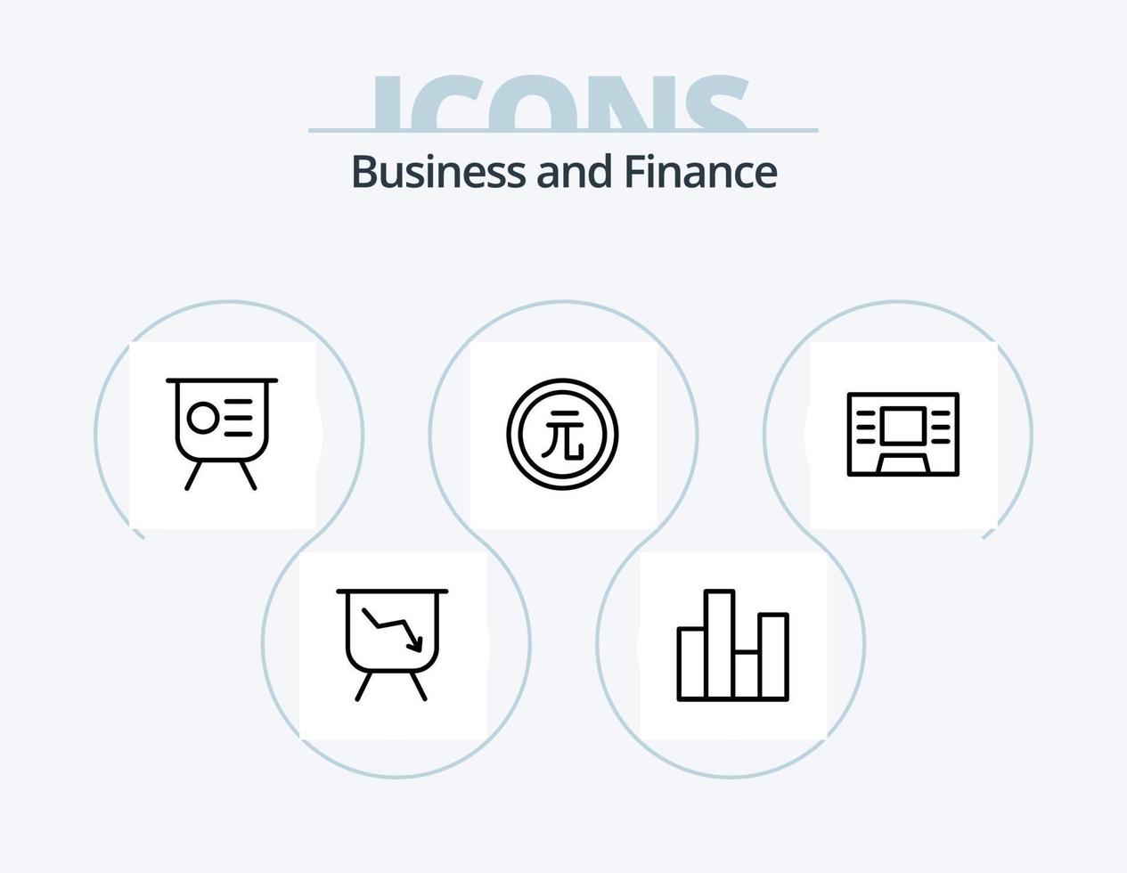 Finanzlinie Icon Pack 5 Icon Design. . Finanzen. Münze. Diagramm. Bar vektor
