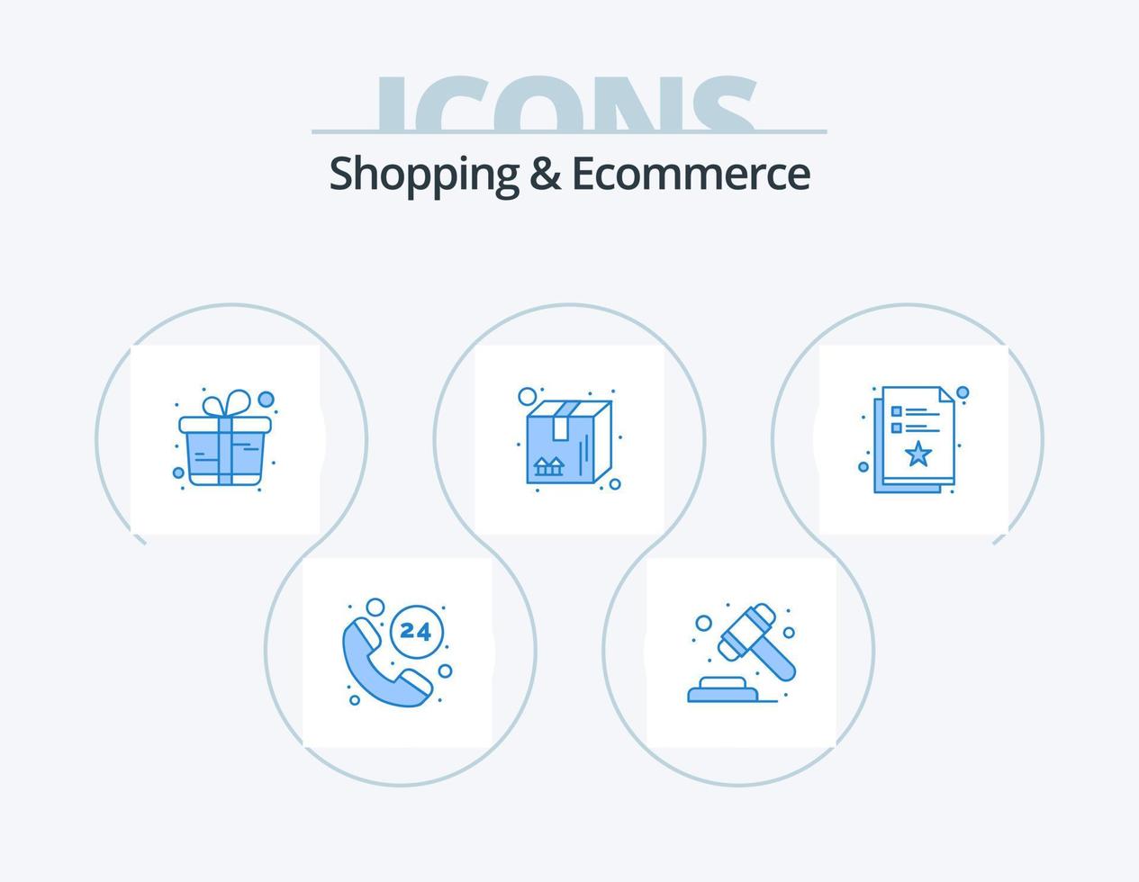 Einkaufen und E-Commerce blau Icon Pack 5 Icon Design. dokumentieren. Lieferung. gegenwärtig. Kasten. Paket vektor