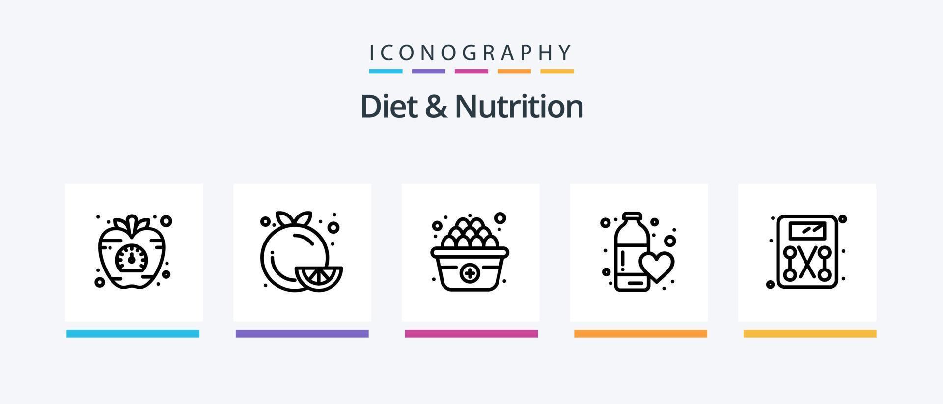 diet och näring linje 5 ikon packa Inklusive hälsa. diet. diet. protein. tillsats. kreativ ikoner design vektor