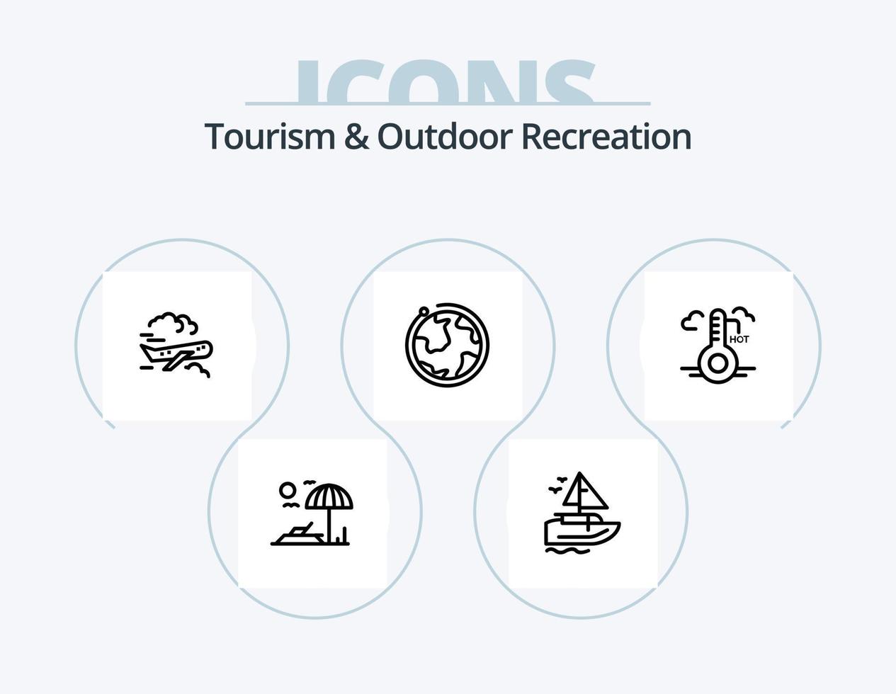 Tourismus- und Outdoor-Erholungslinie Icon Pack 5 Icon Design. Bild. Service. Temperatur. heim. Hotel vektor