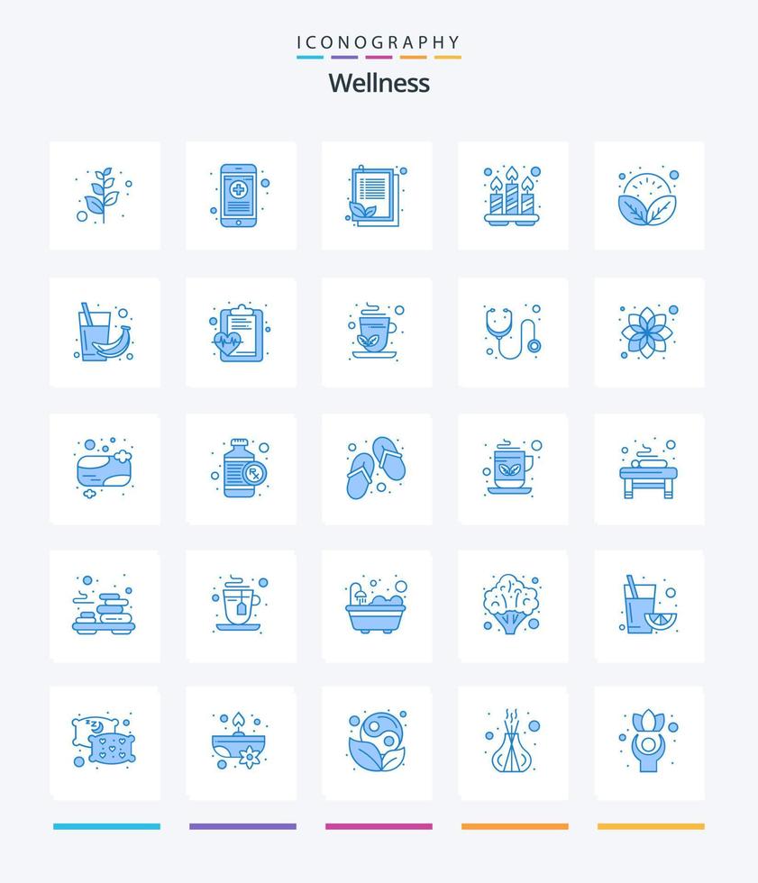 kreativ wellness 25 blå ikon packa sådan som spa. löv. urklipp. bricka. avslappning vektor