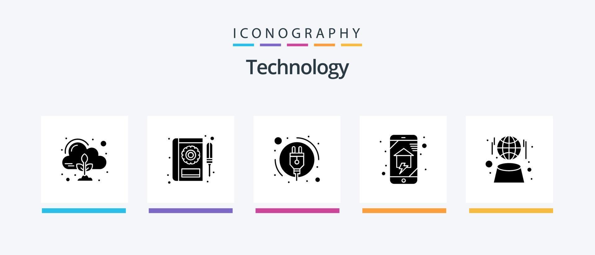 Technology Glyph 5 Icon Pack inklusive Digital. WLAN zu Hause. Service. Heimvernetzung. Hausangestellte. kreatives Symboldesign vektor