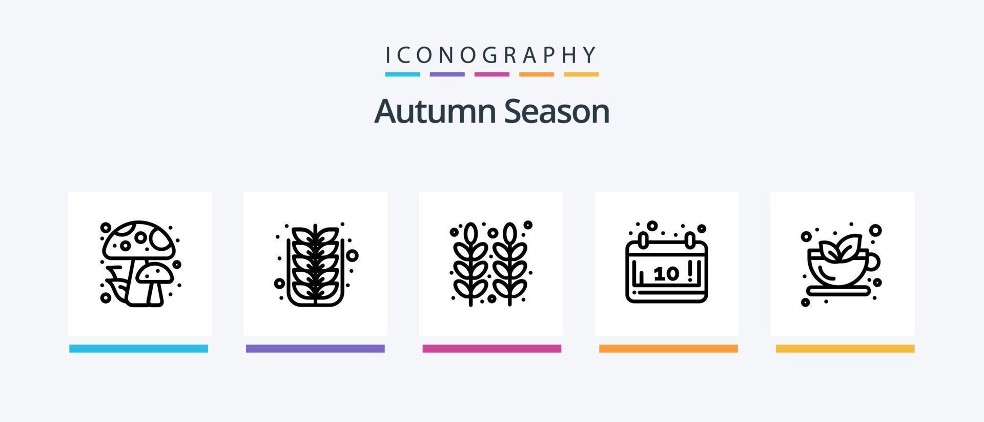 höst linje 5 ikon packa Inklusive natur. blad. förgifta. höst. mat. kreativ ikoner design vektor