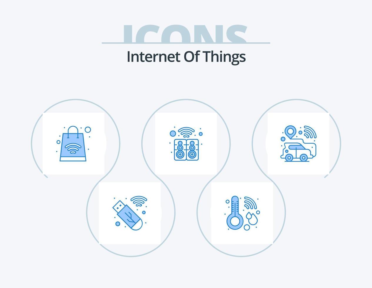 Internet der Dinge blau Icon Pack 5 Icon Design. intelligentes Auto. GPS-Standort. Online Einkaufen. Technologie. schlau vektor