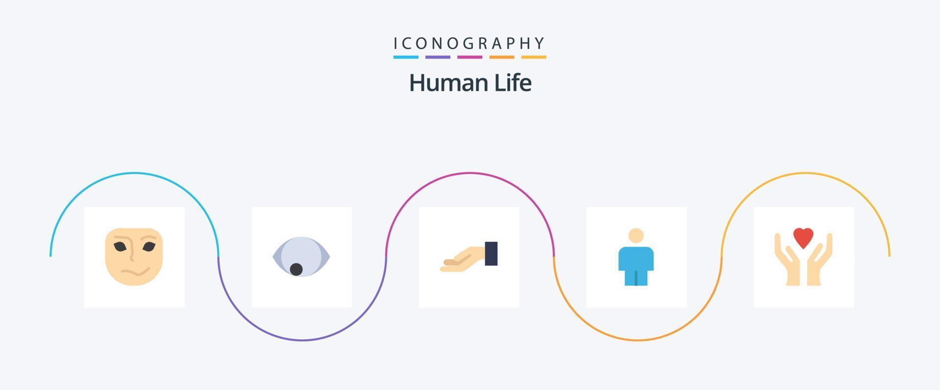 Human Flat 5 Icon Pack inklusive . Herz. Almosen. Hände. menschlich vektor
