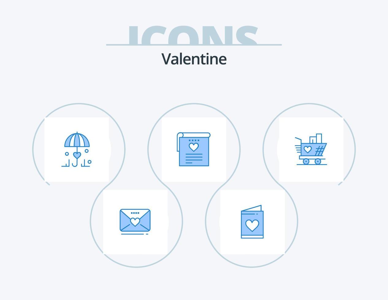 valentine blå ikon packa 5 ikon design. kärlek. hjärta. försäkring. bröllop. fil vektor