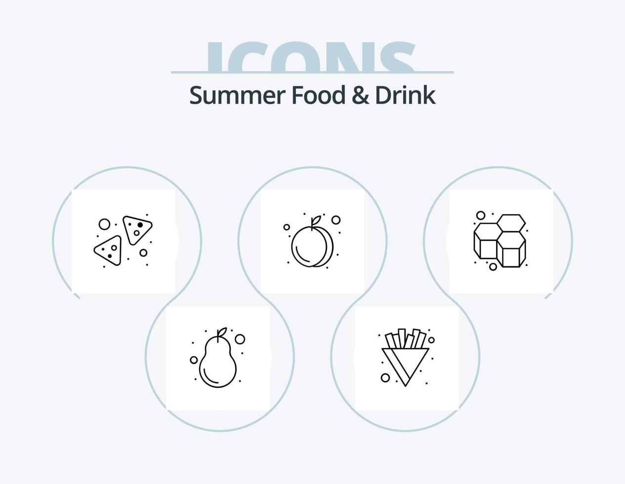 Sommer Essen und Trinken Linie Icon Pack 5 Icon Design. Sandwich. Essen. Bienen. Gemüse. Mangostan vektor