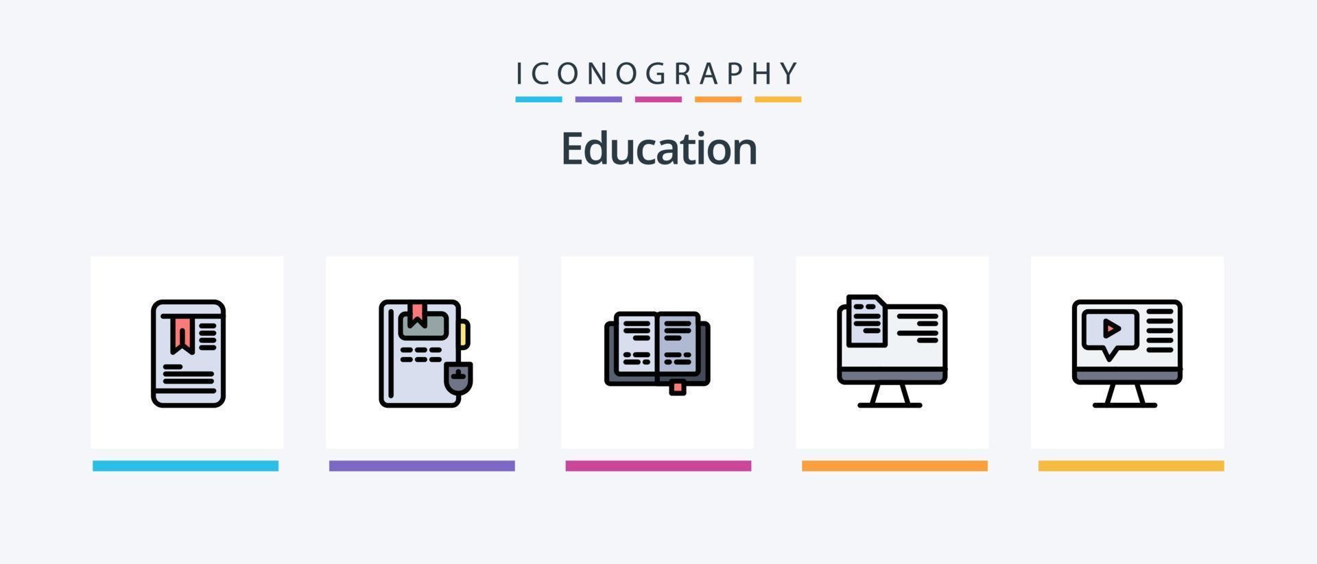 Bildungslinie gefüllt 5 Icon Pack einschließlich Bildung. Abschluss. Buch. Ausbildung. Netz. kreatives Symboldesign vektor