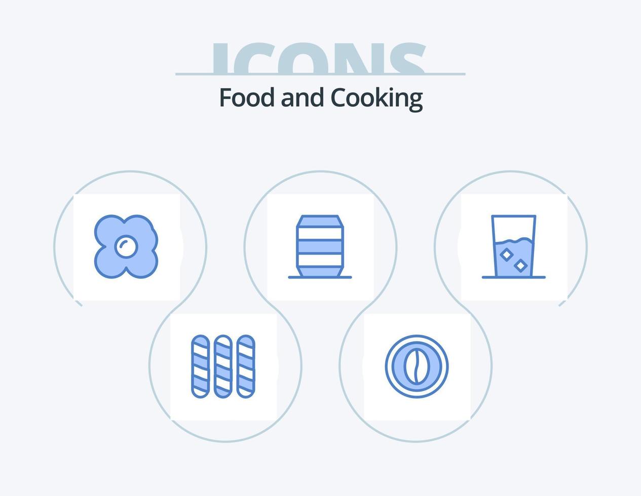 Lebensmittel blau Icon Pack 5 Icon Design. Essen. Und. Ei. Essen. trinken vektor