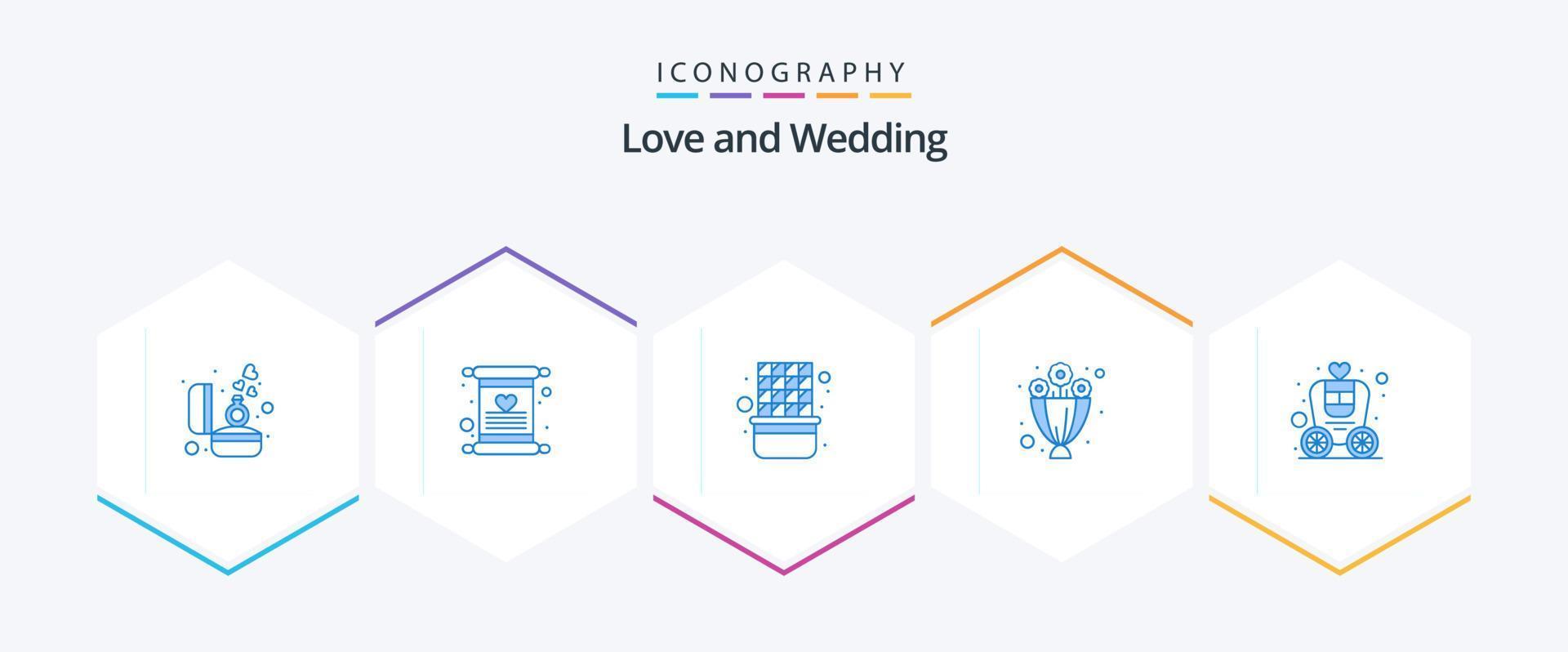 bröllop 25 blå ikon packa Inklusive transport. brougham. choklad. närvarande. bukett vektor