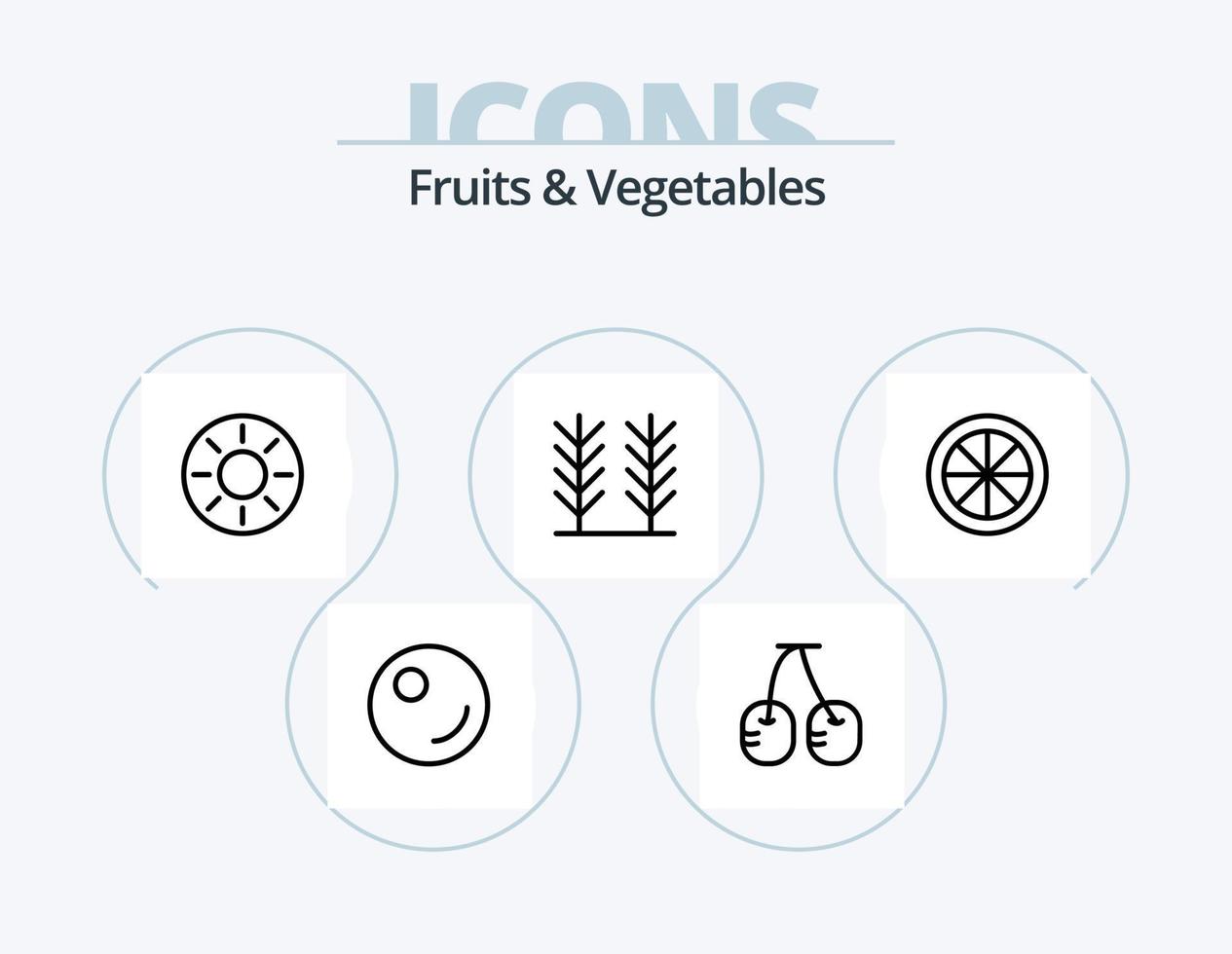 frukt och grönsaker linje ikon packa 5 ikon design. . mat. . kött vektor